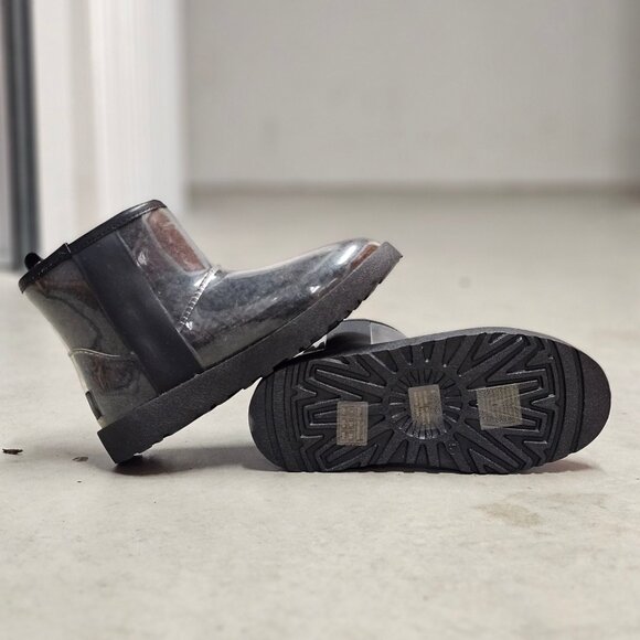 Shoes - Transparent Waterproof Ankle Boots With Non-Slip Soles Sleek Black Finish Durabl